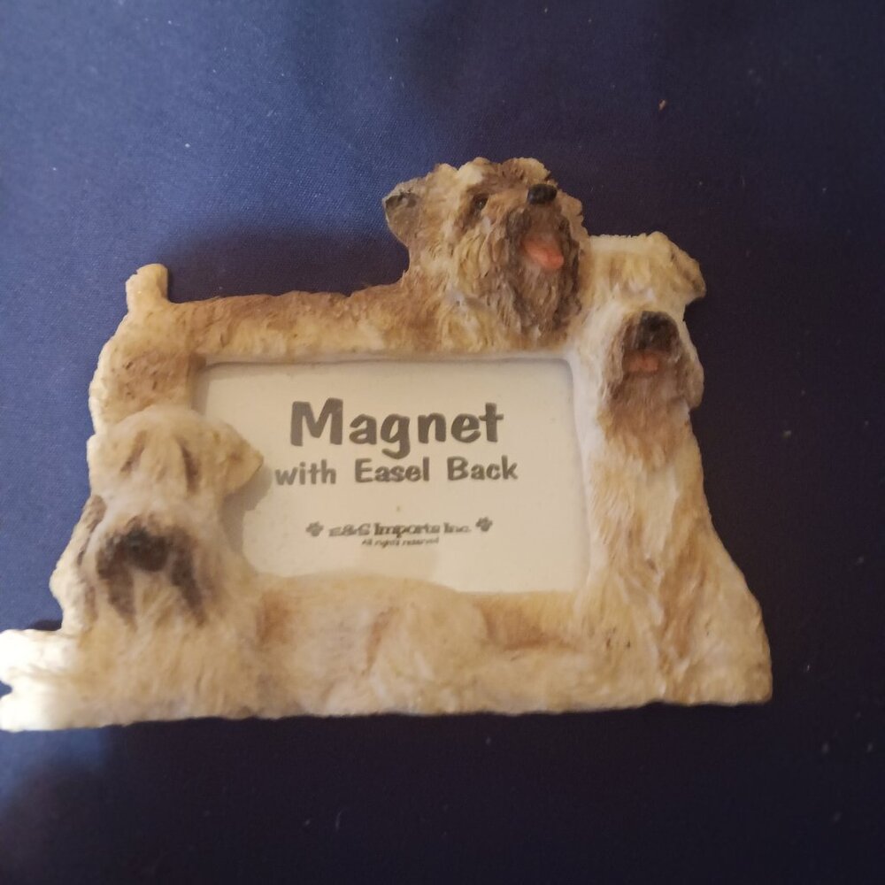 New Fluffy Dog Magnet or Easel Picture Frame NWT
